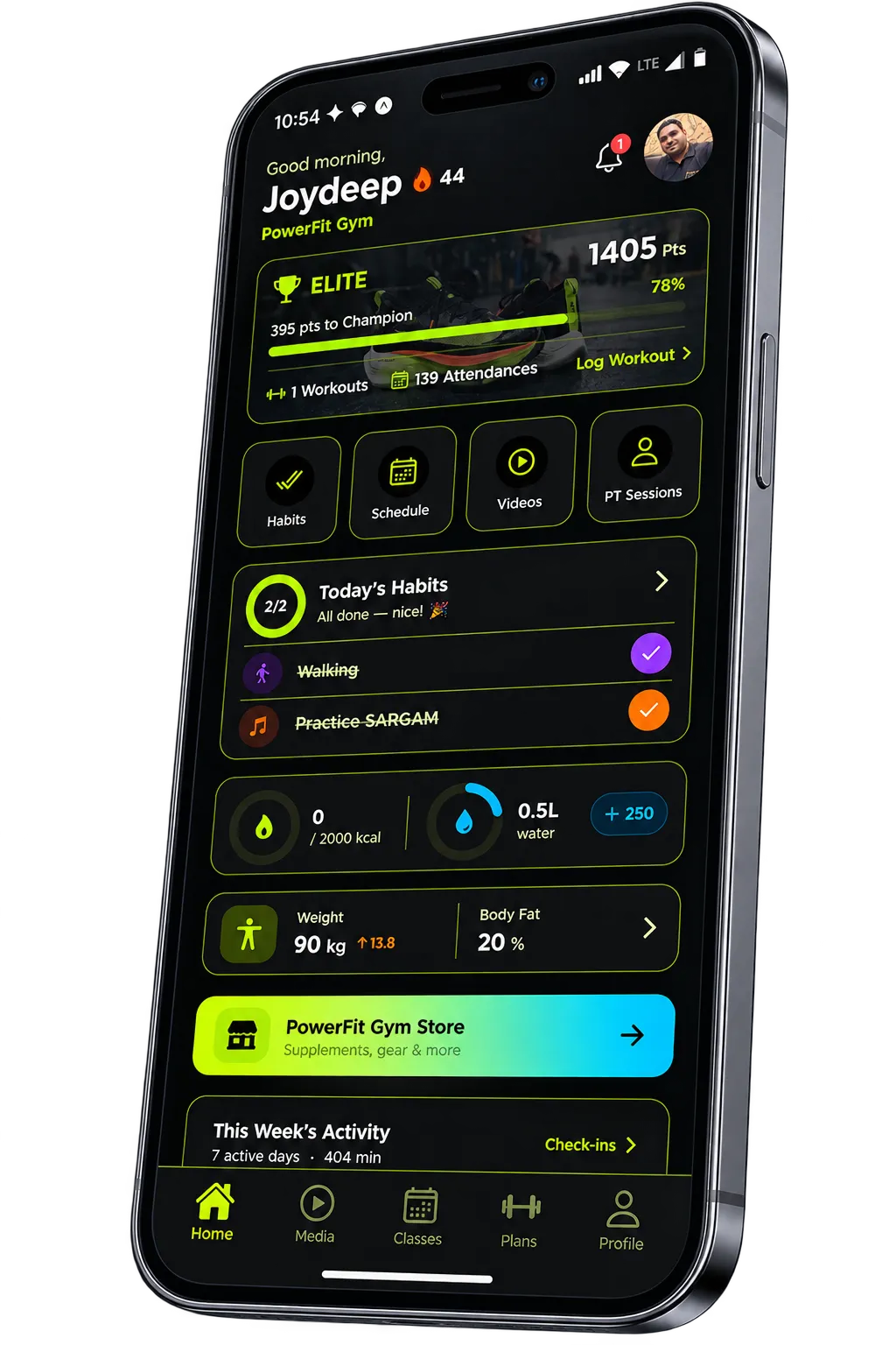 Branded Gym Mobile App Mockup